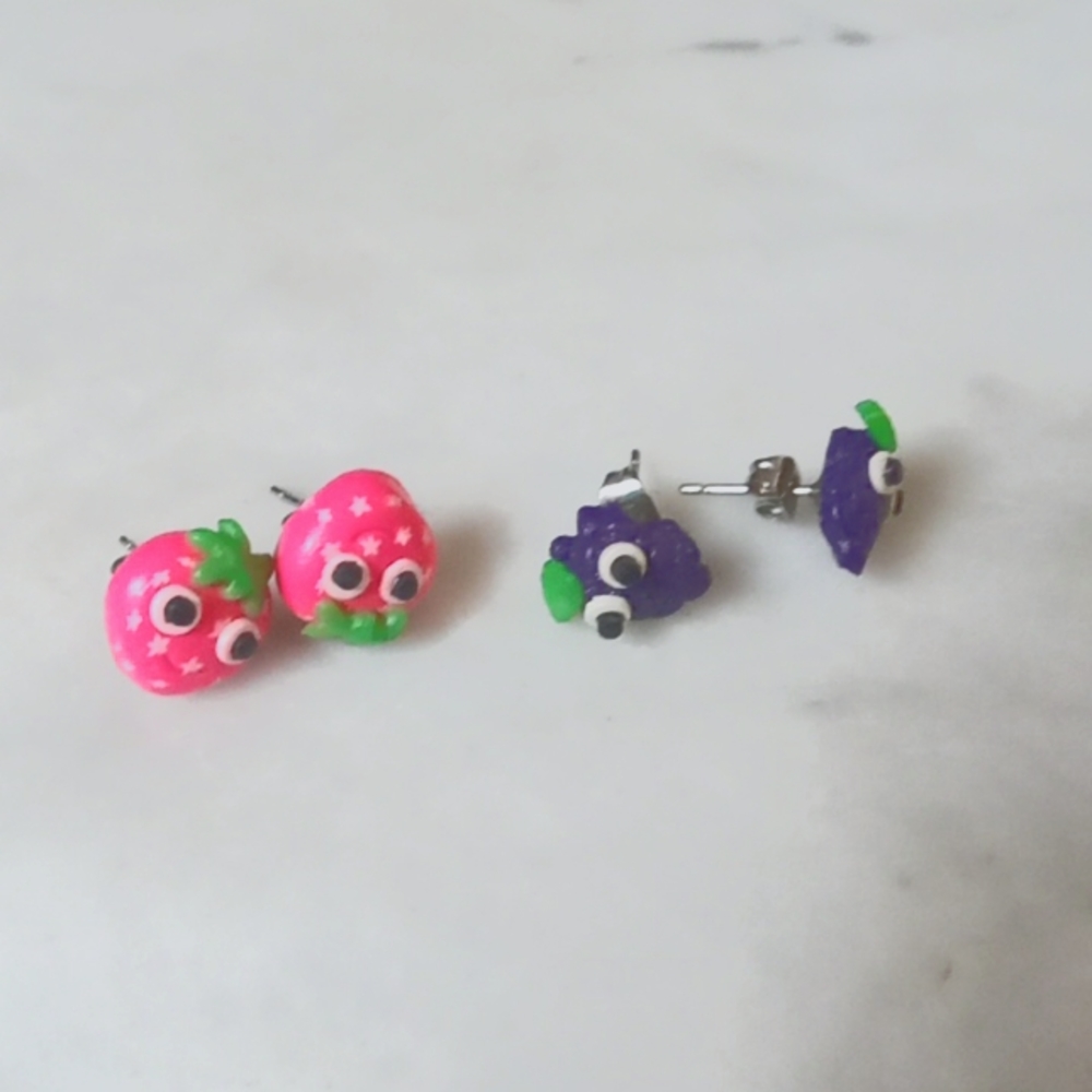 Tiny fruit earring bundle - Picture 1 of 2